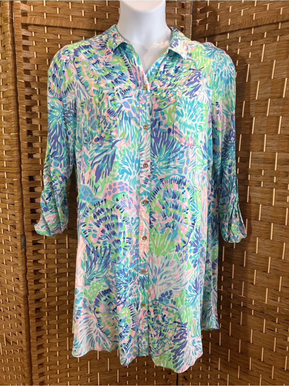 Lilly Pulitzer Natalie Coverup Shell of a Party Tunic Dress NWT Large